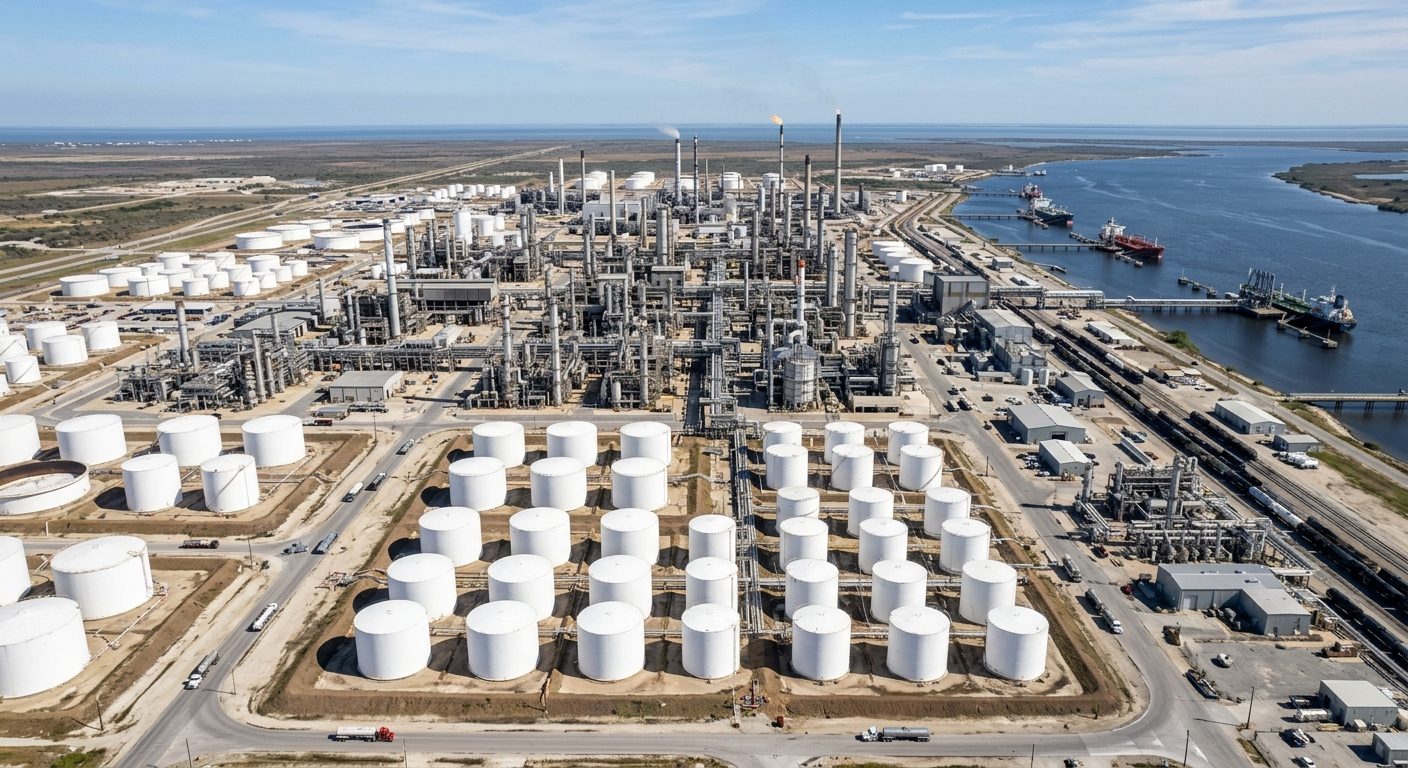 Aerial view of the refinery complex